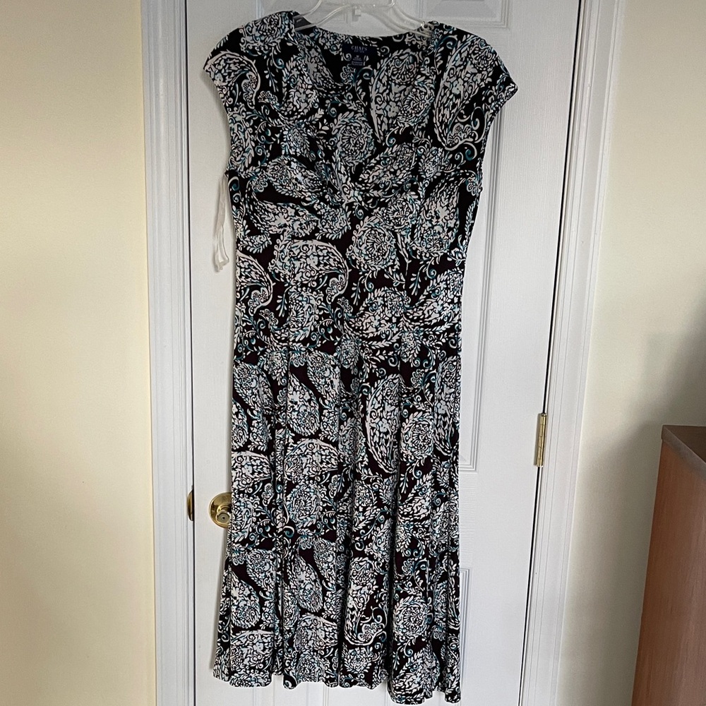 Chaps Black and White Paisley Dress